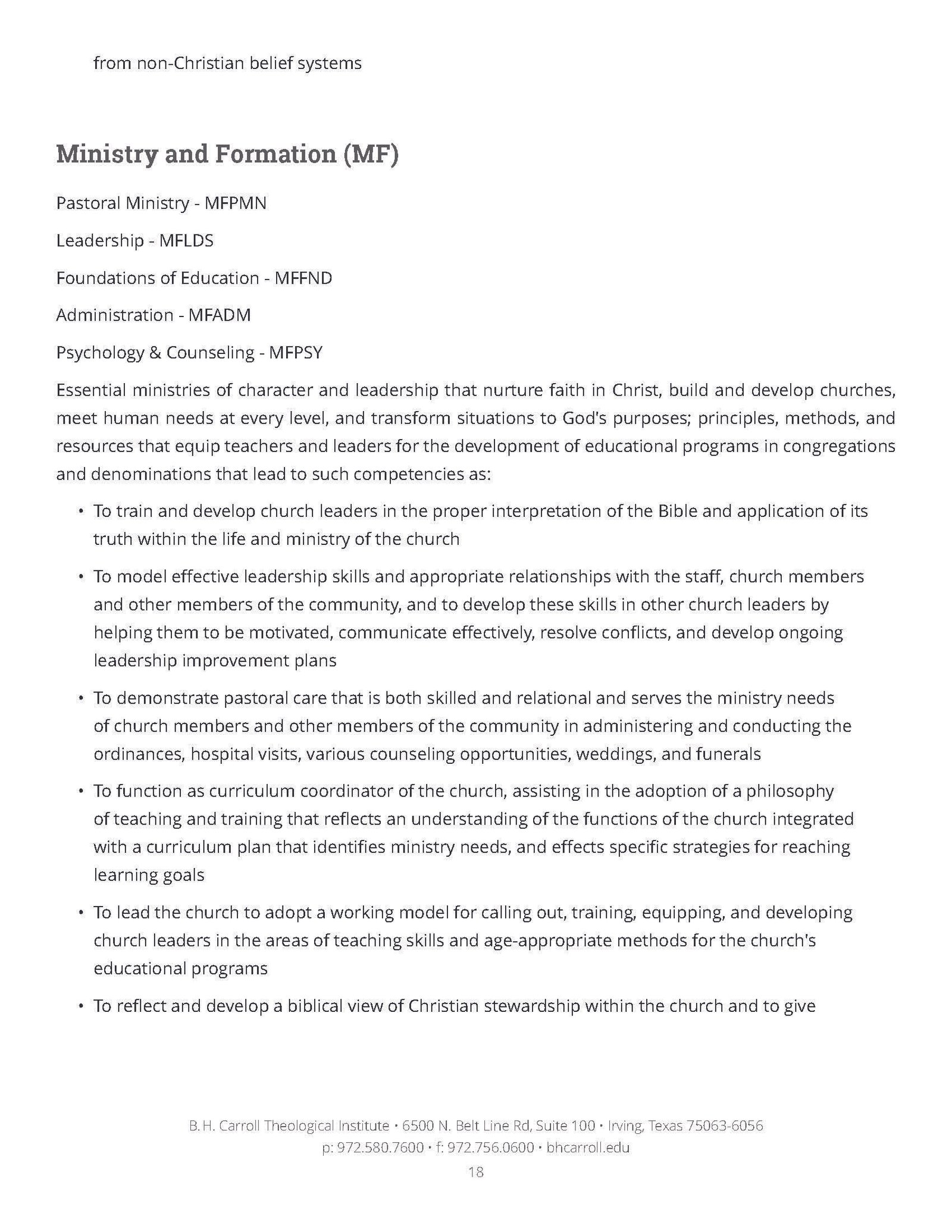 B. H. Carroll Theological Institute - Catalog and Handbook designs