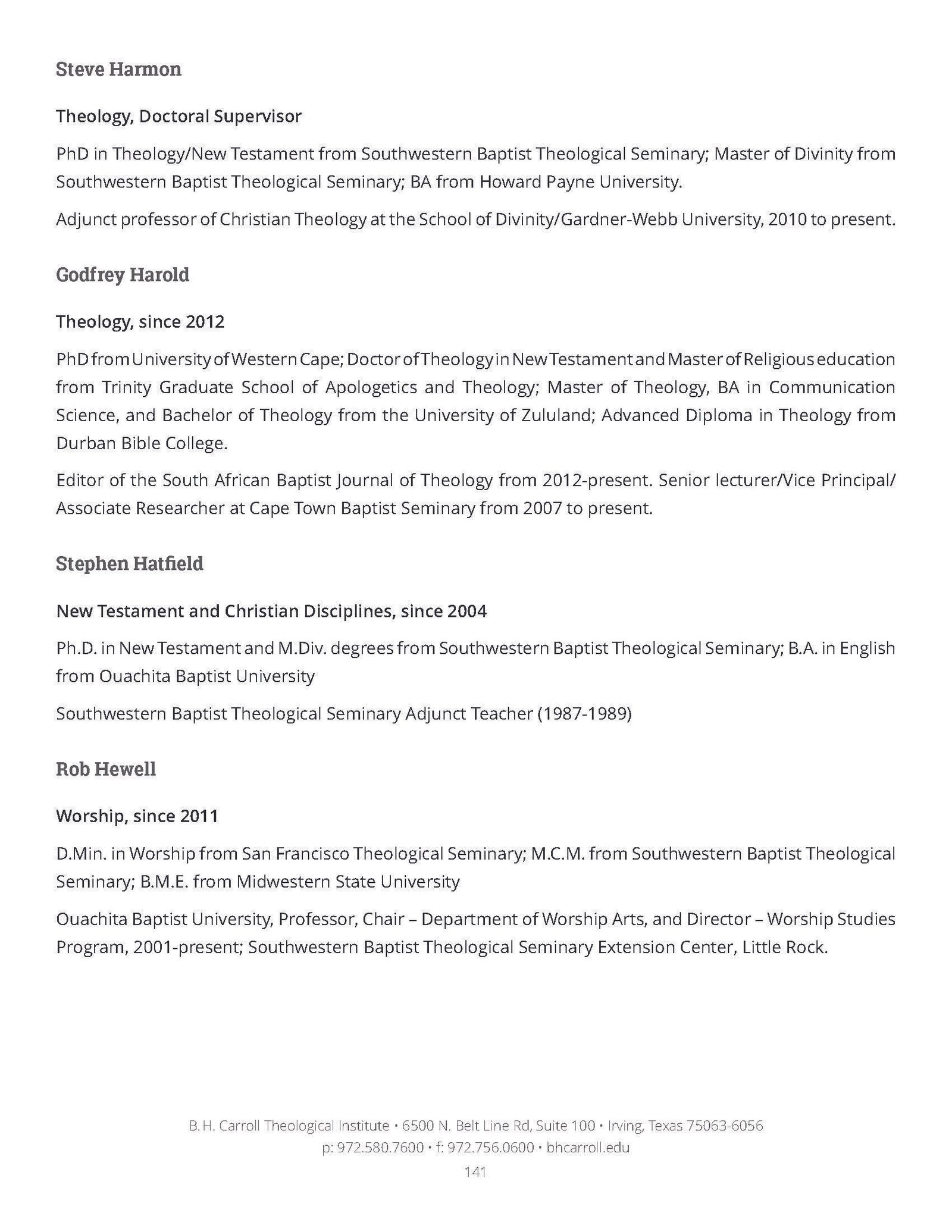 B. H. Carroll Theological Institute - Catalog and Handbook designs