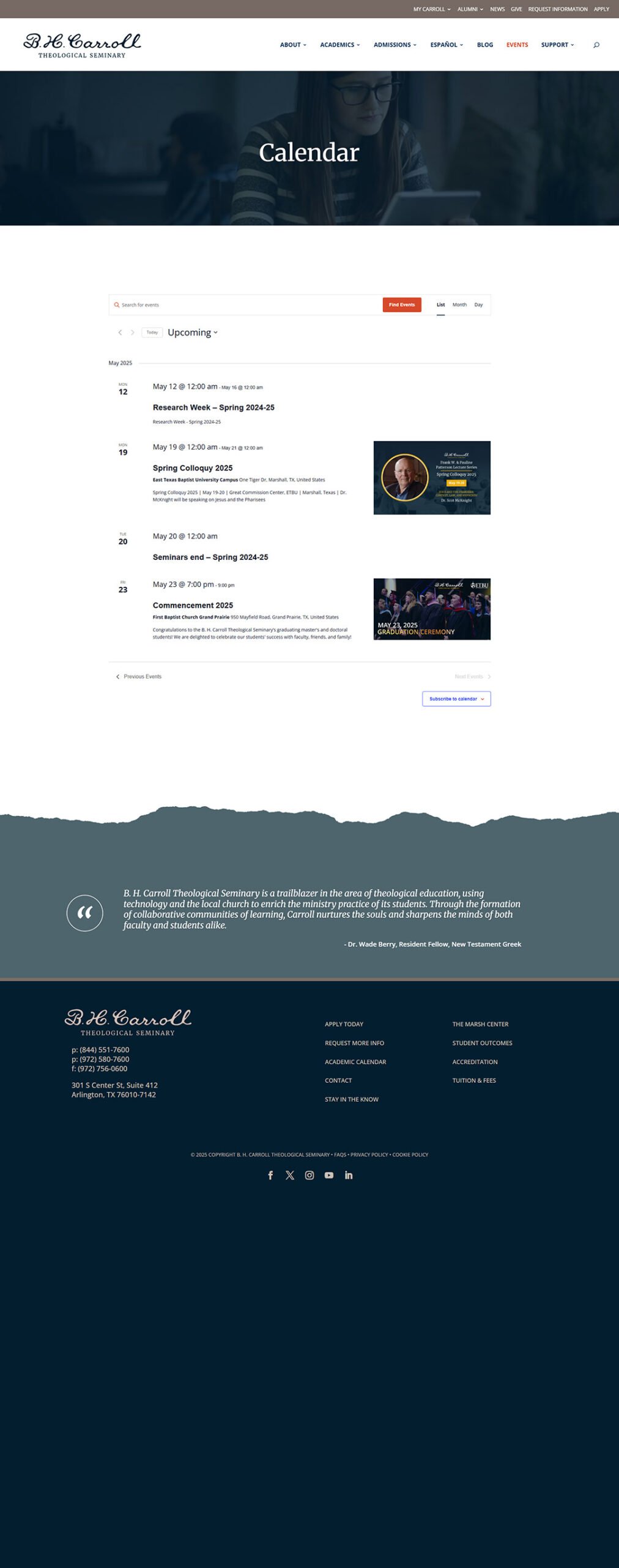 B. H. Carroll Theological Seminary - Website Design