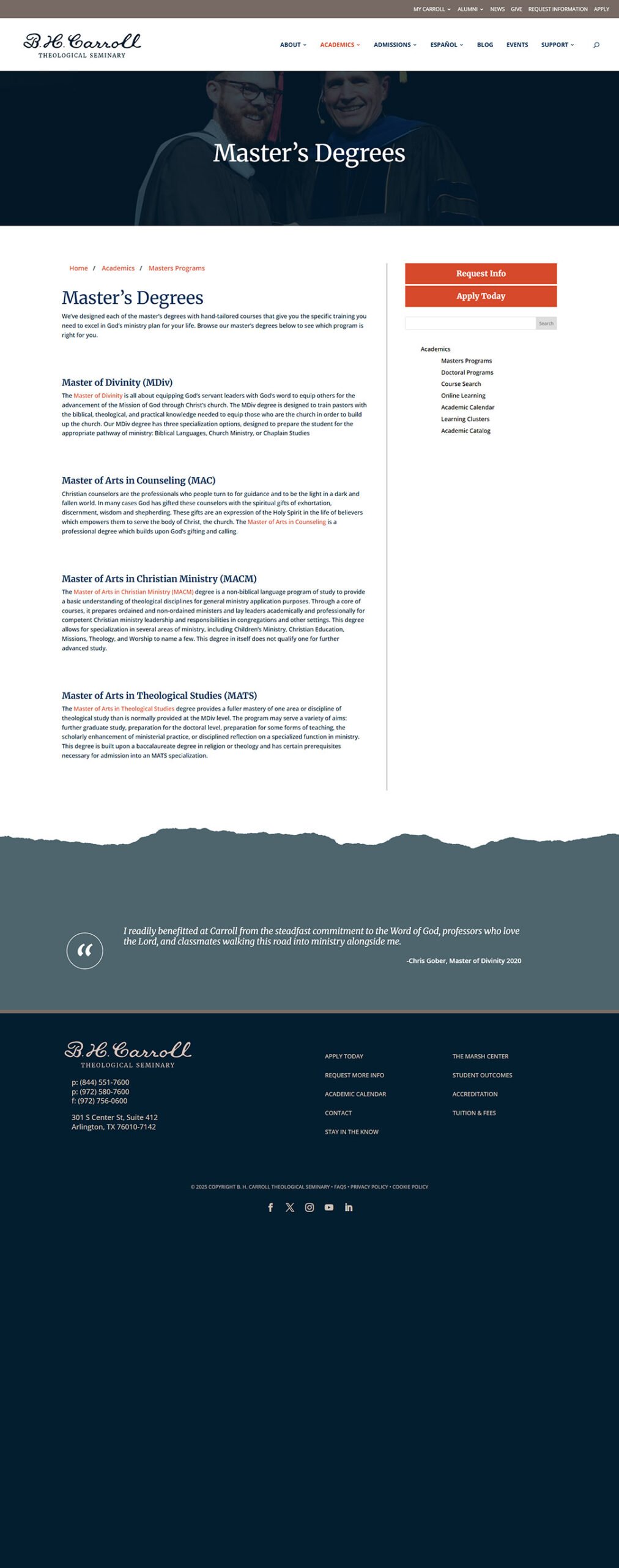 B. H. Carroll Theological Seminary - Website Design