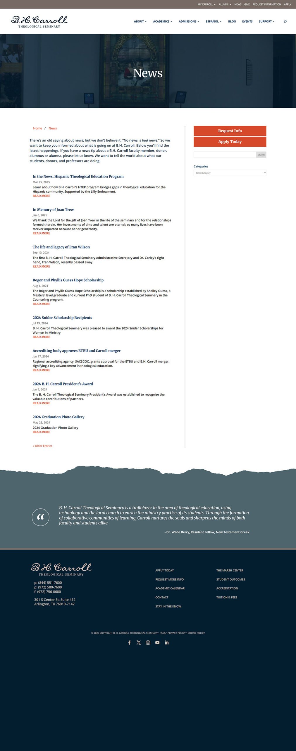 B. H. Carroll Theological Seminary - Website Design