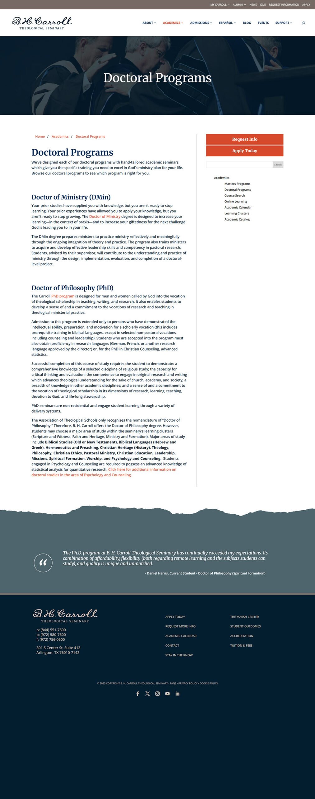 B. H. Carroll Theological Seminary - Website Design