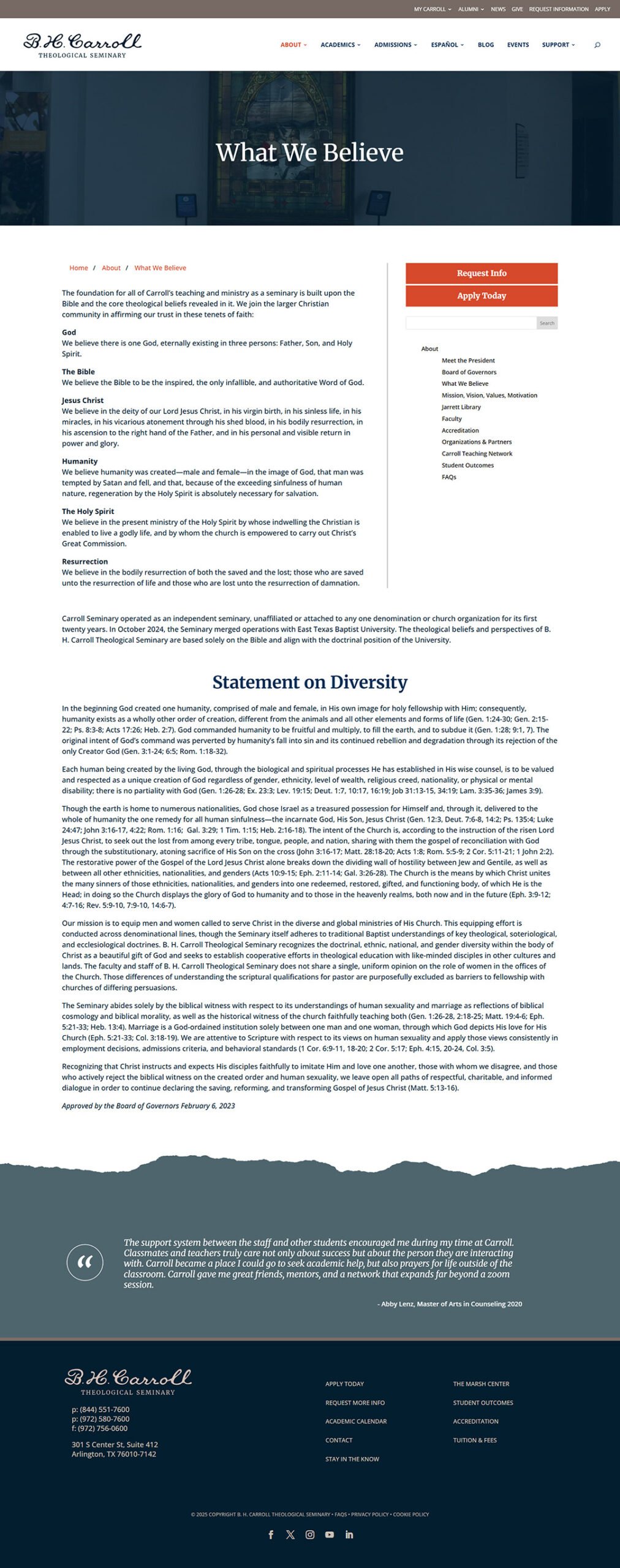 B. H. Carroll Theological Seminary - Website Design