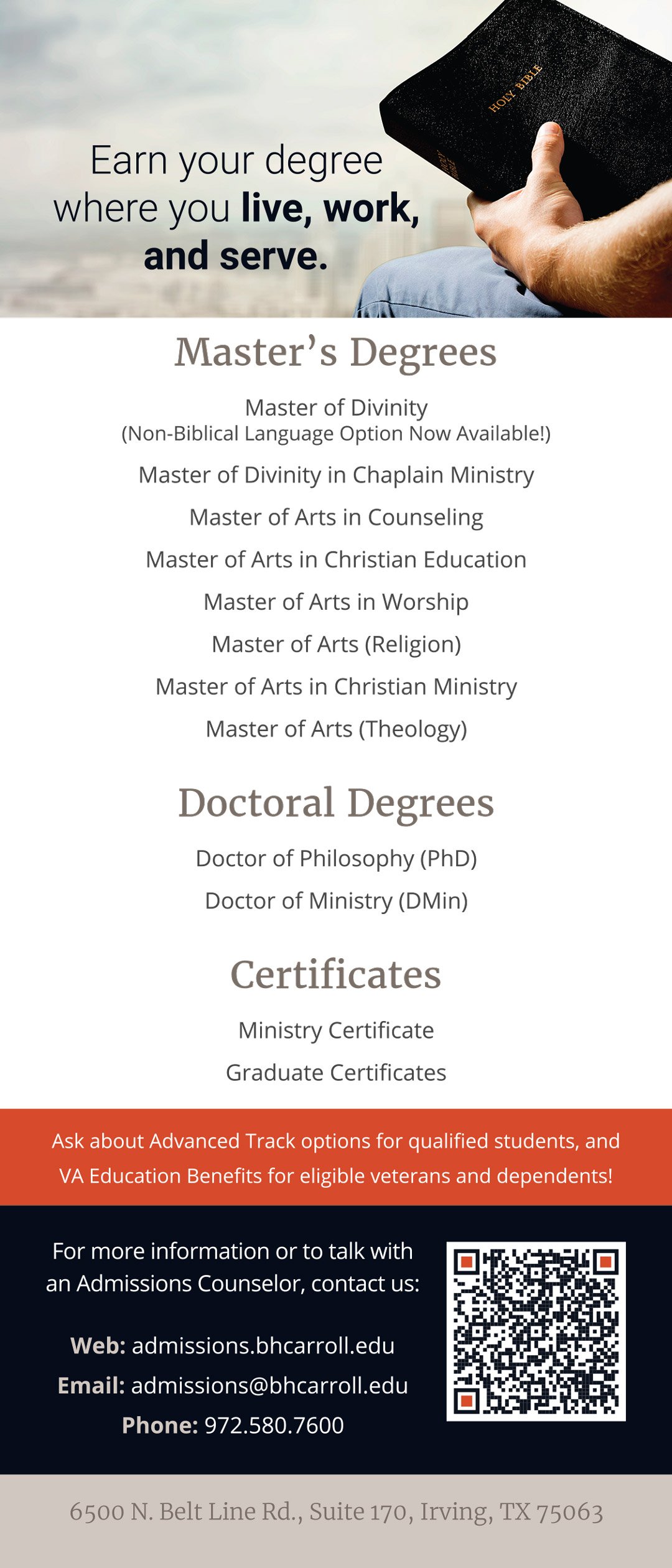 B. H. Carroll Theological Seminary - Rack Card Designs