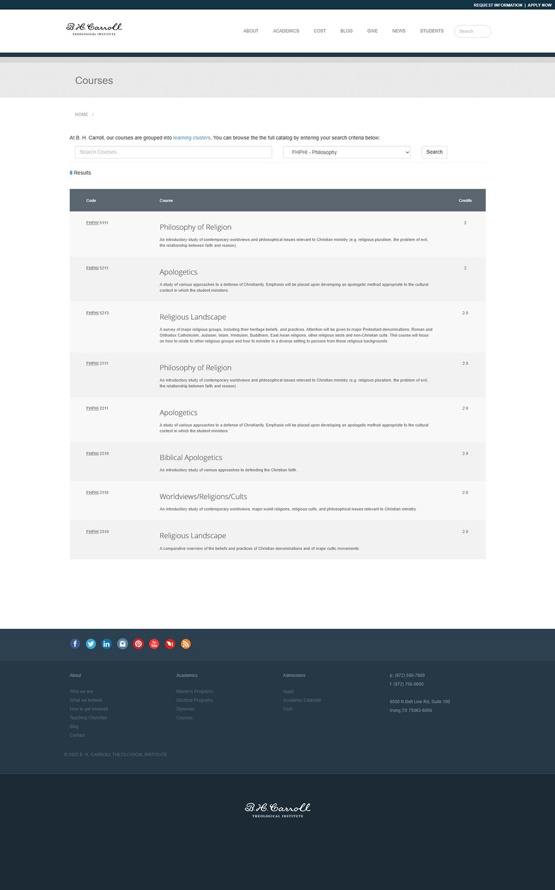 B. H. Carroll Theological Institute - Website Design
