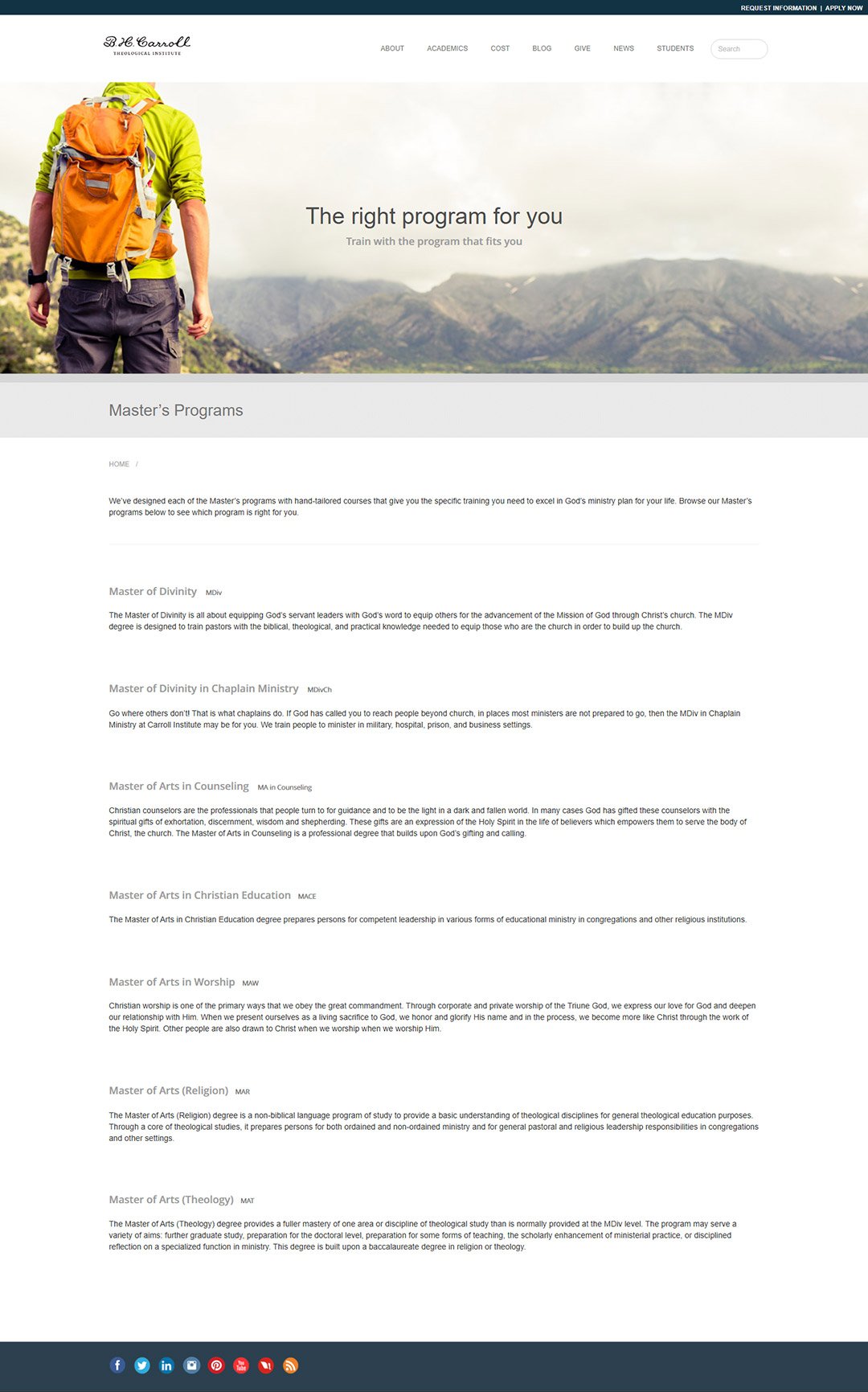 B. H. Carroll Theological Institute - Website Design