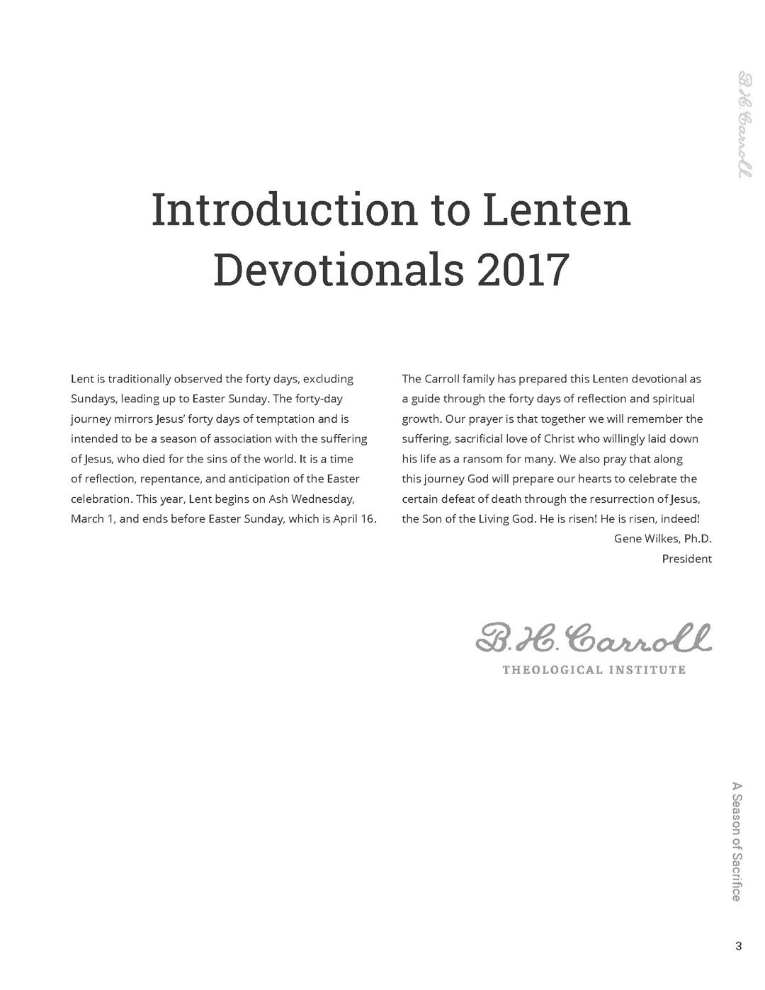 B. H. Carroll Theological Institute - Booklet Design