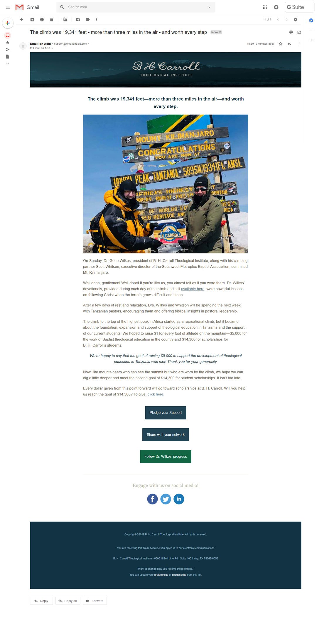 Wilkes on Kilimanjaro - Email Designs