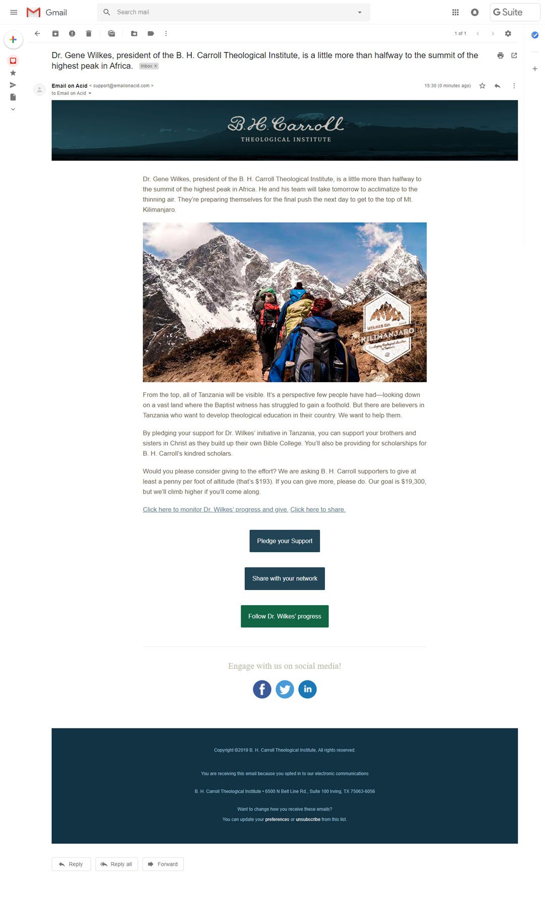 Wilkes on Kilimanjaro - Email Designs
