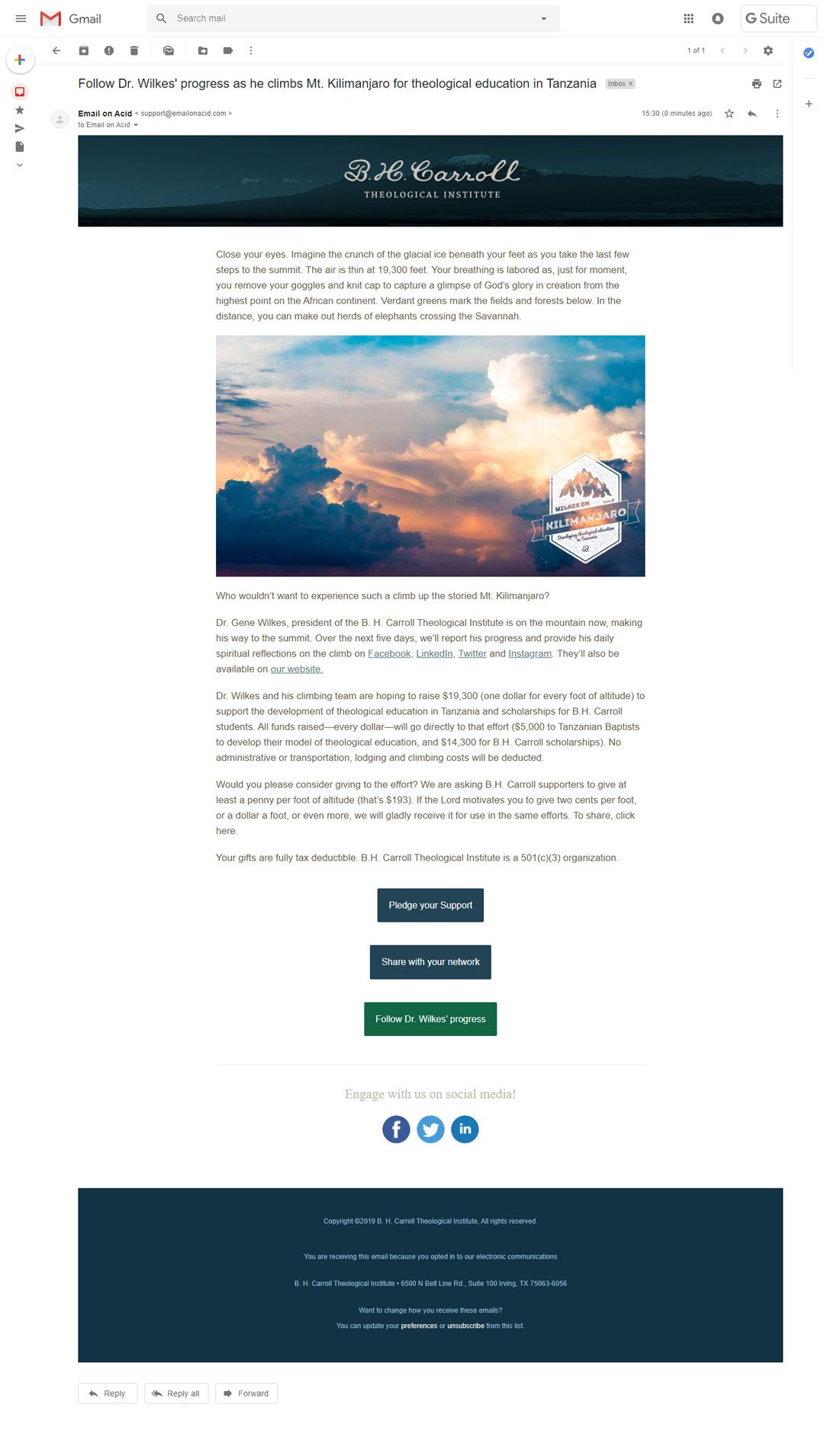 Wilkes on Kilimanjaro - Email Designs