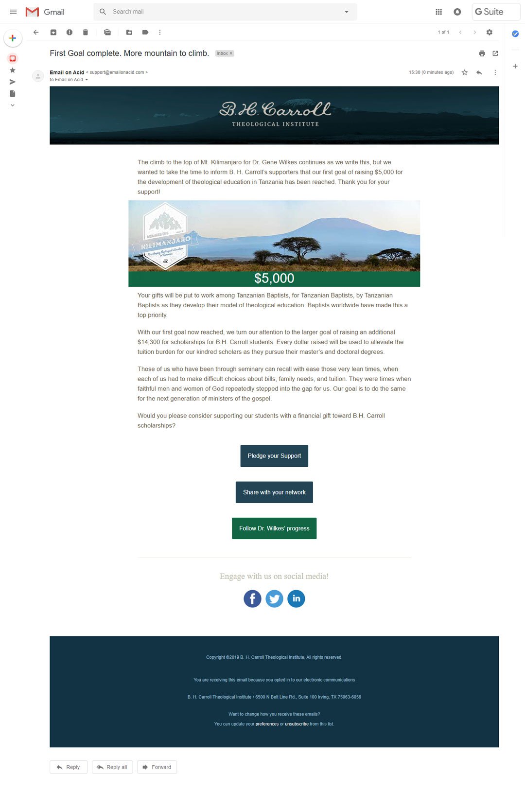 Wilkes on Kilimanjaro - Email Designs