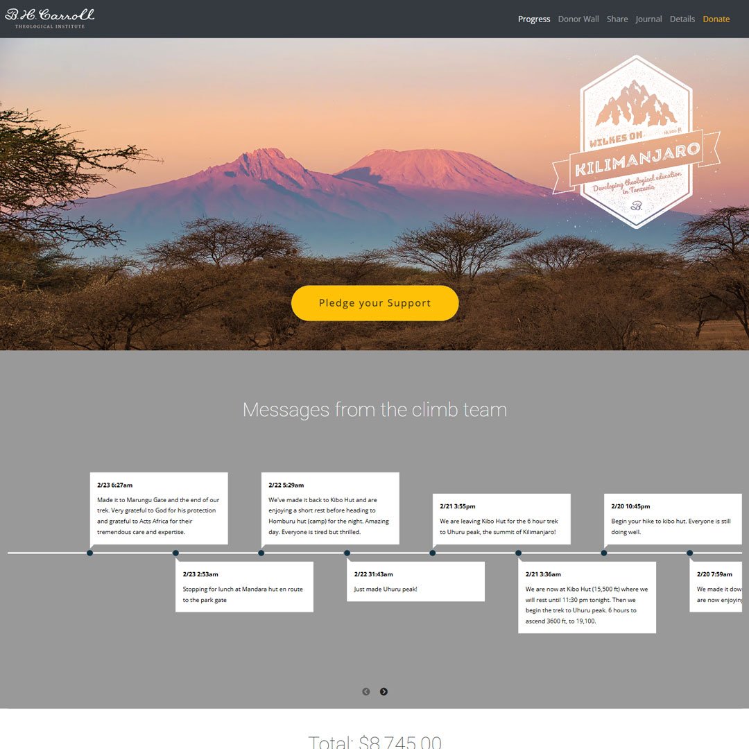 Wilkes on Kilimanjaro - Website Design