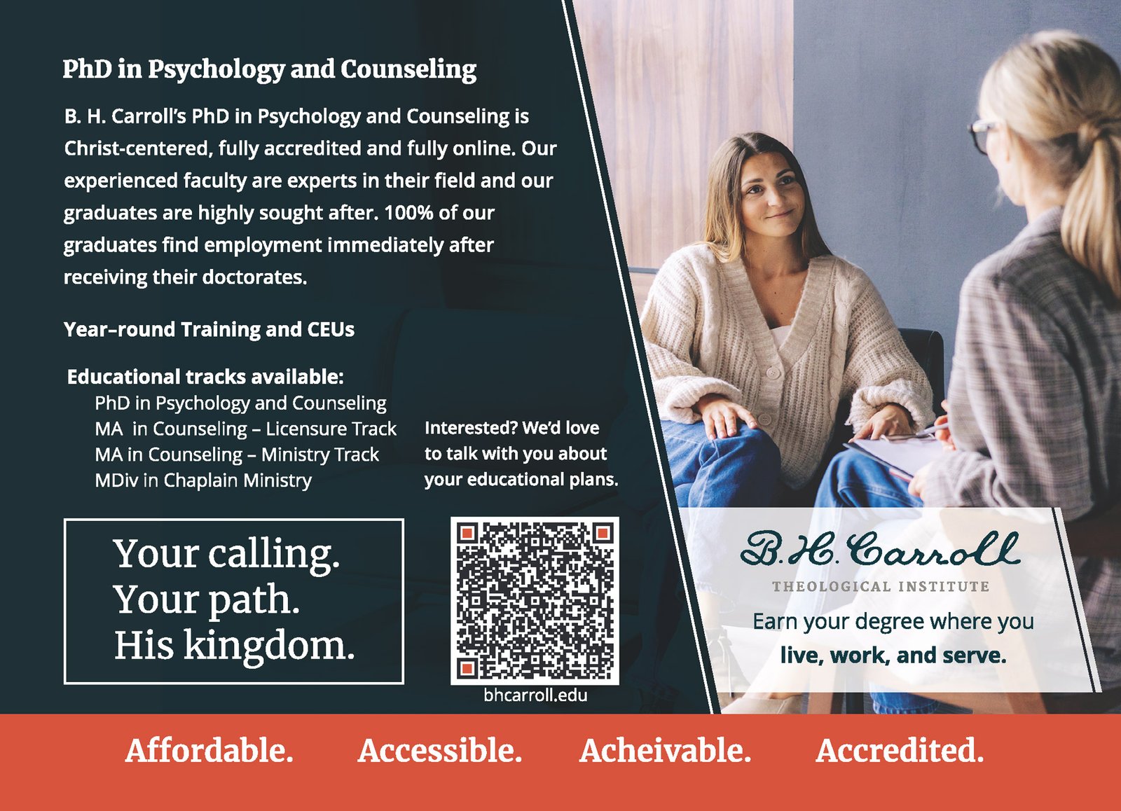 Half-page advertisement Doctoral level Counseling program in NATIONAL COUNSELING CONFENCE catalog
