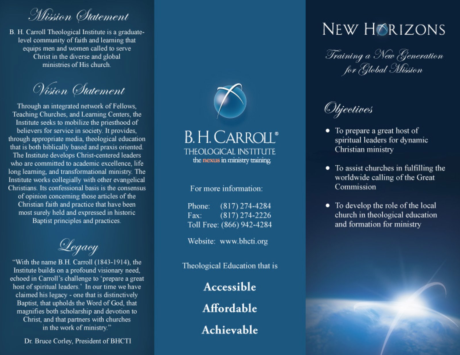 B. H. Carroll Theological Institute New Horizons Capital Campaign Brochure