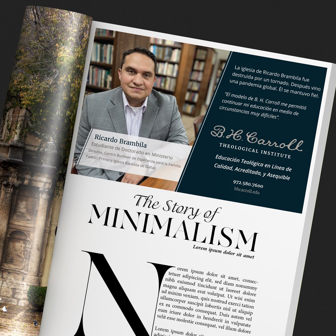 Half-page advertisement for Spanish language Seminary in HISPANIC HIGHER EDUCATION CONFERENCE event magazine
