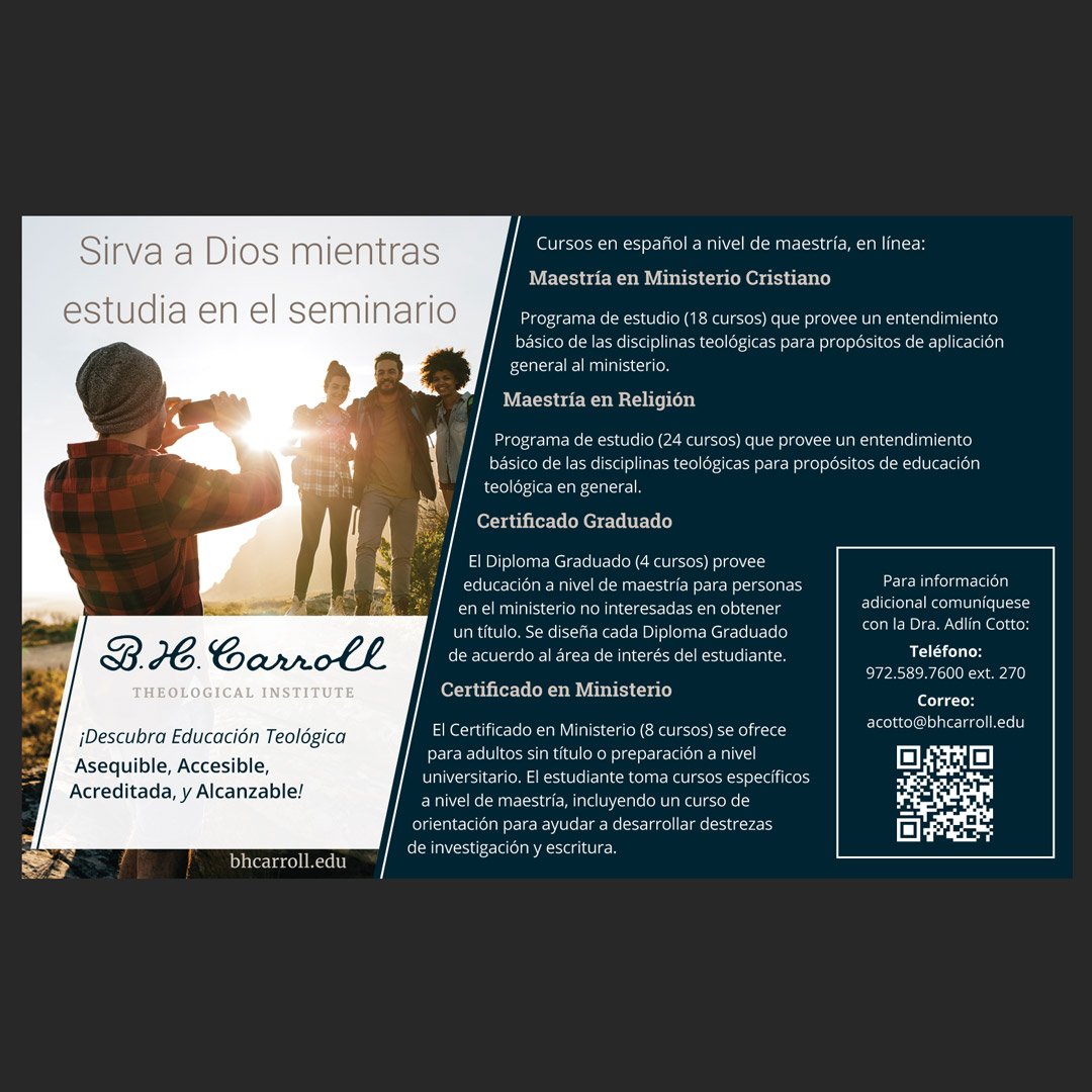 Half-page advertisement for Spanish language degree programs in CONVENCIÓN BAUTISTA HISPANA event magazine